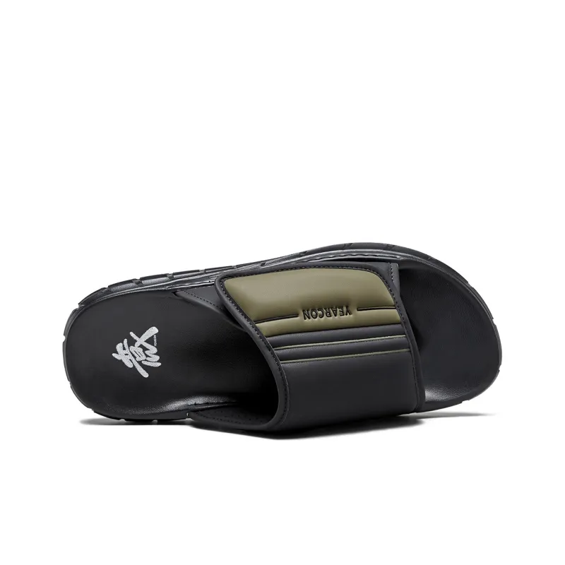 YEARCON Slide Slippers Men Black/Gray, Khaki/Black, Black/Apricot, Black/Green-14