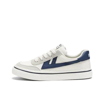 Warrior White Sneakers Abrasion Resistant, Lightweight, And Breathable Low Top Skateboard Shoes Unisex Beige Dark Blue