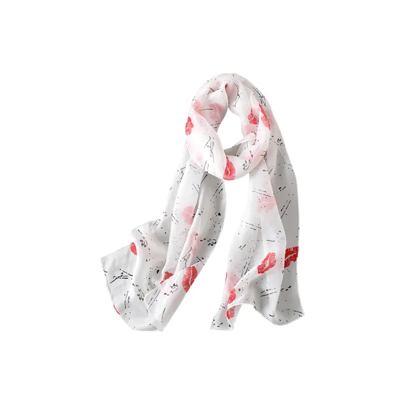 Hang Silk Road Mulberry Silk Silk Scarves Women's White-10