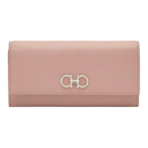 FERRAGAMO Hammered Texture Calfskin Shoulder Bag, Crossbody Bag, Wallet Women's Blush Pink
