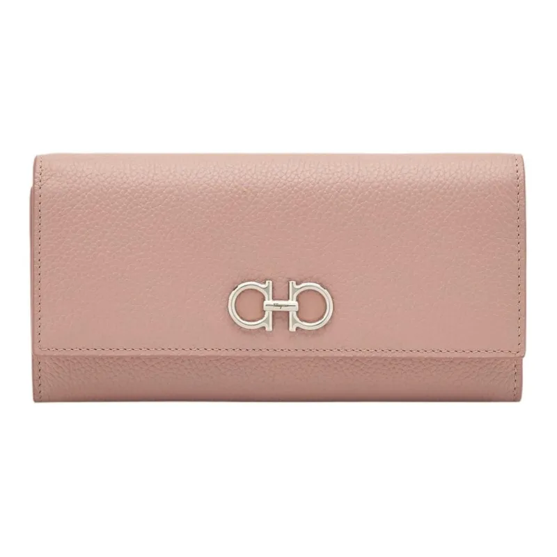 FERRAGAMO Hammered Texture Calfskin Shoulder Bag, Crossbody Bag, Wallet Women's Blush Pink-0