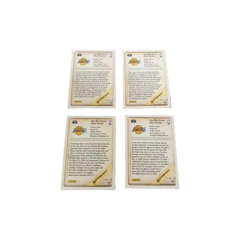 PANINI Kobe Bryant 2012 Lakers 4 Piece Combination Player Card Product Access Sports Cards 4 Pcs-1