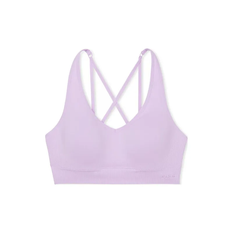 Victoria's Secret PINK SEAMLESS AIR MEDIUM-IMPACT SPORTS BRA/Purple Bra Women's Purple-0