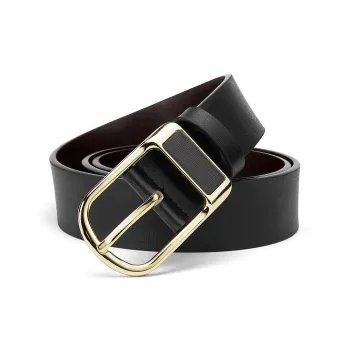FAIRWHALE Trendy Business Casual Horse Shoe Buckle Pin Belt Split Cow Leather Belts Men's Width 3.8CM