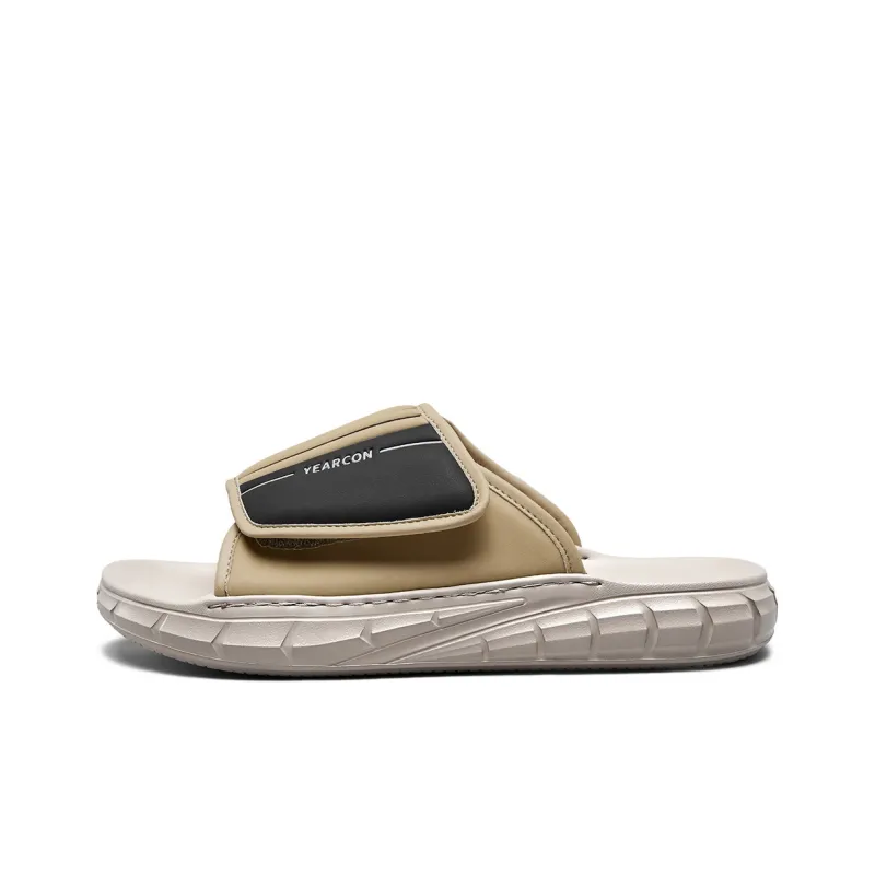 YEARCON Slide Slippers Men Black/Gray, Khaki/Black, Black/Apricot, Black/Green-8