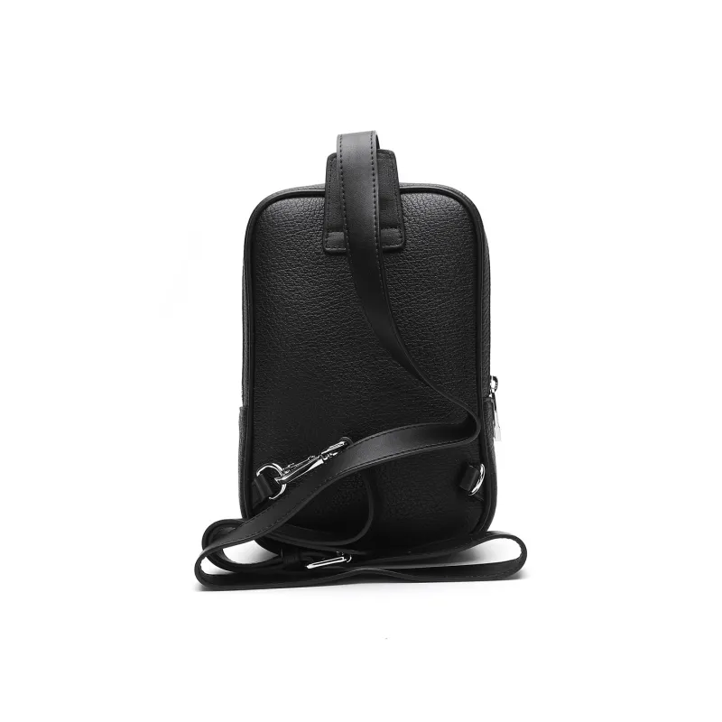 ELLE HOMME Top Grain Cow Leather Sling Bag Small Size Men's Black-3
