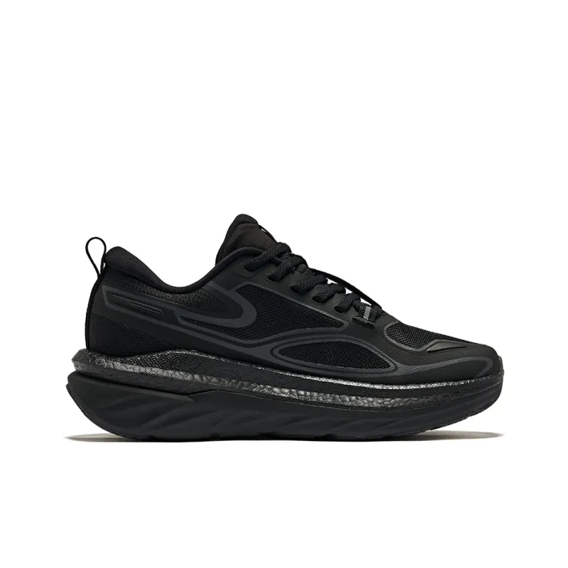 Erke Cushioning Wear Resistant Low Top Running Shoes Women's Jet Black Carbon Gray-1