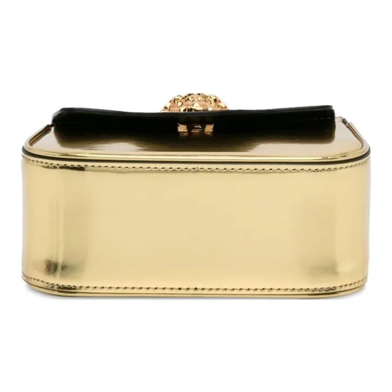 VERSACE La Medusa Patent Leather Crossbody Bag Mini Women's Gold-3