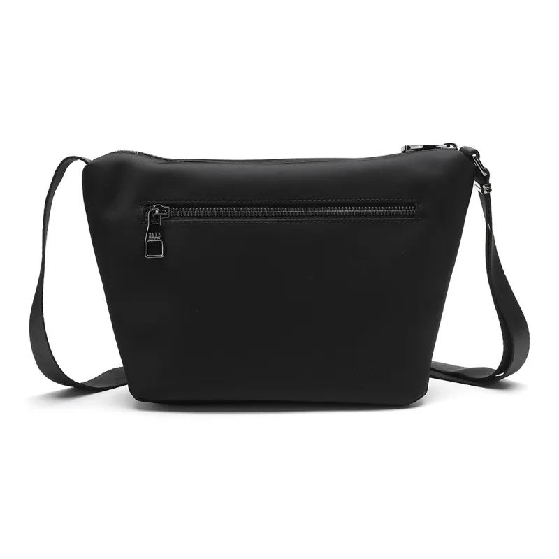 ELLE HOMME Fabric, Synthetic Leather Casual Backpack Shoulder Bag, Crossbody Bag Regular Men's Black-3