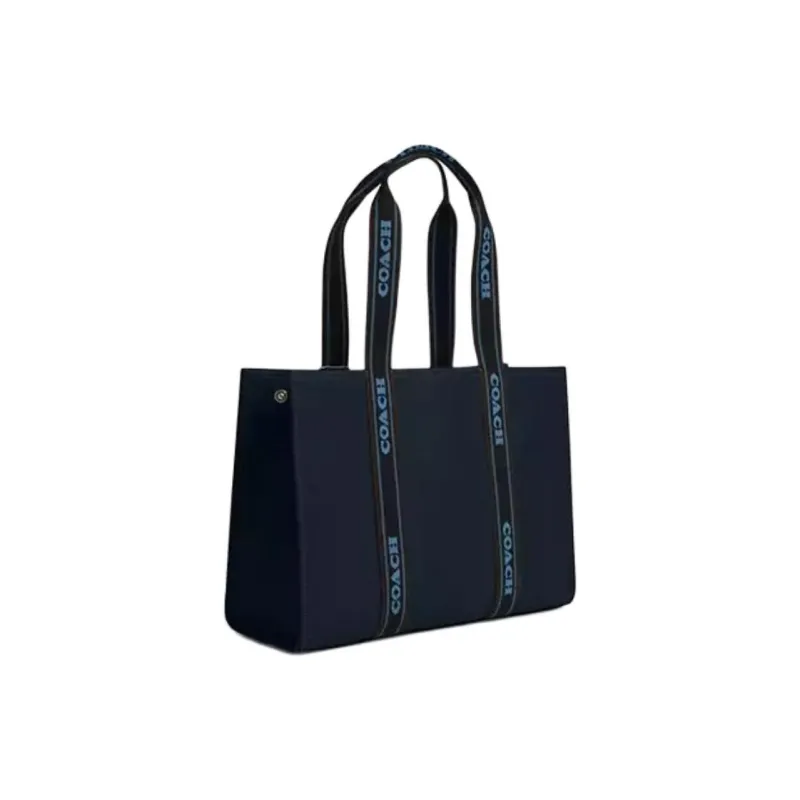 COACH Leather Tote Bag, Shopping Bag, Handbag Large Size Women's Midnight Marine Blue-1