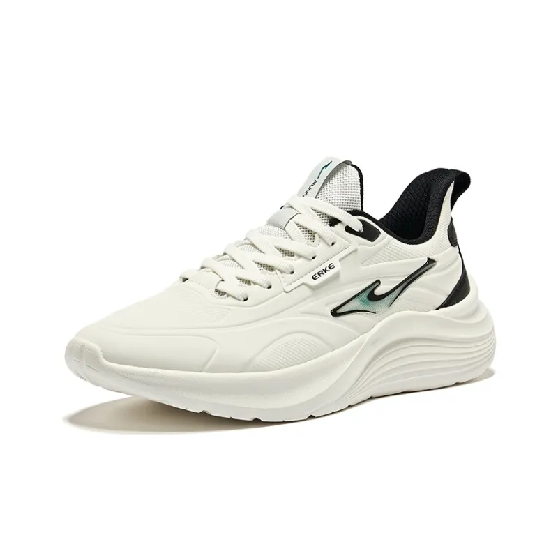 Erke Cushioning Wear-Resistant Low-Top Running Shoes Men's Microcrystal White/Jet Black-2