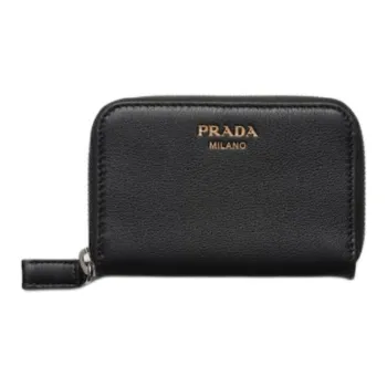 PRADA Leather Coin Purse Men's Black