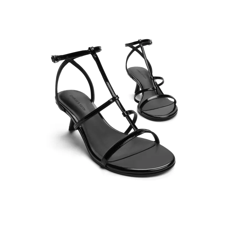 CHARLES&KEITH Small Ck One Strap Sandals 6.2cm Women's Black Box Black/White/Red-2