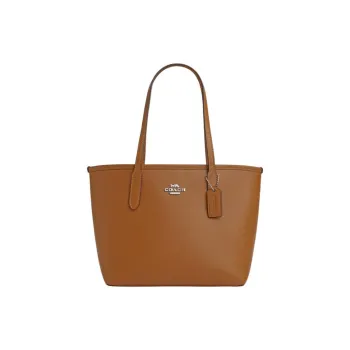 COACH City Cow Split Leather Tote Bag, Shopping Bag, Handbag, Shoulder Bag Small Size Women's Brown