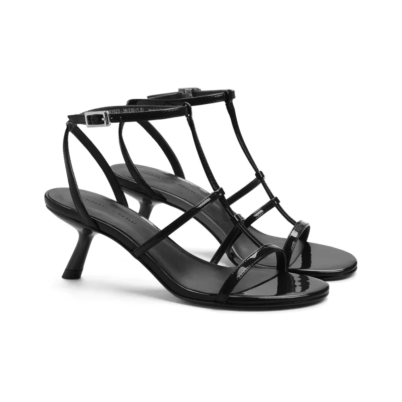 CHARLES&KEITH Small Ck One Strap Sandals 6.2cm Women's Black Box Black/White/Red-1