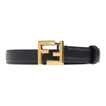 FENDI Brand Logo Pin Buckle Leather Belts Women's Black