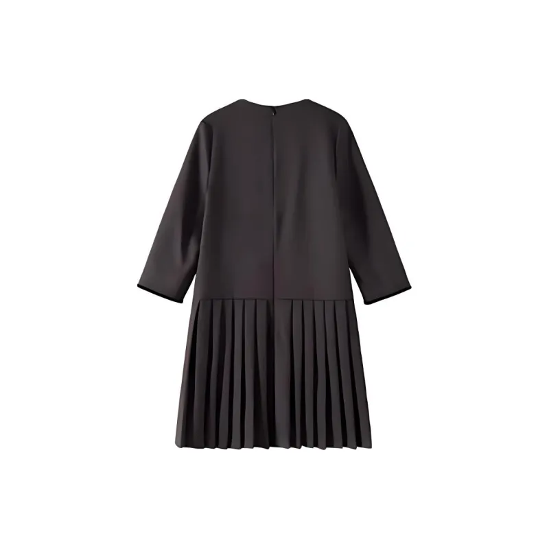 Hacikis Short Sleeved Dress Women's Drip Coffee-1