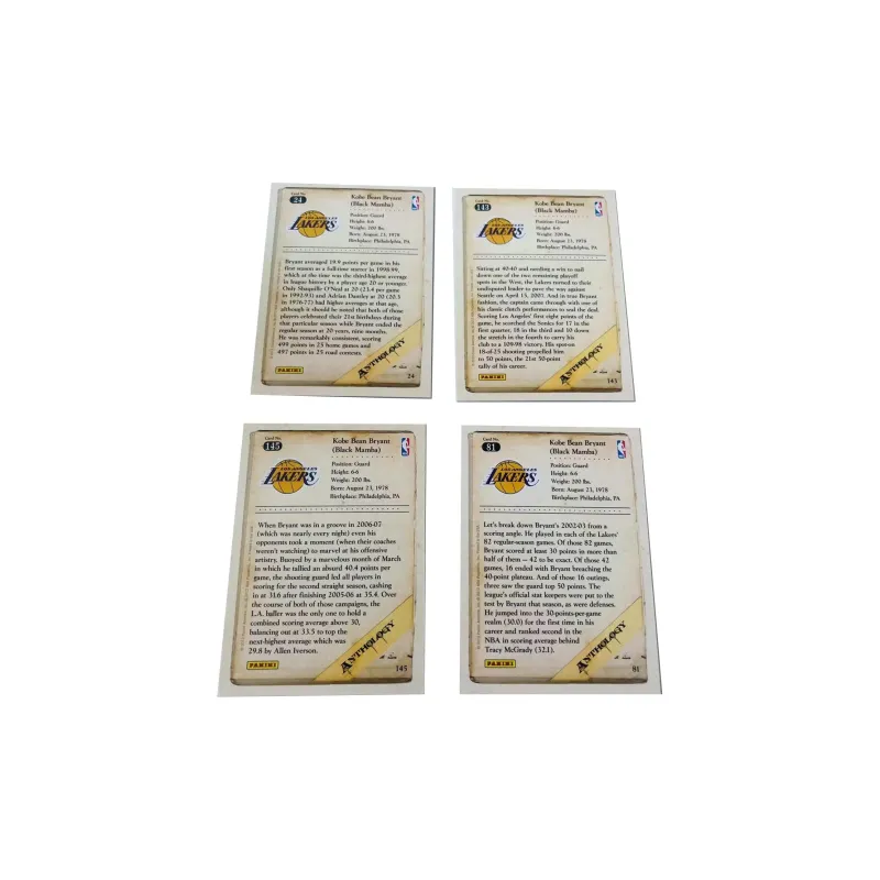 PANINI 2012 Lakers Kobe 4 Piece Combination Player Card Card Product Access Sports Cards 4 Pcs-1