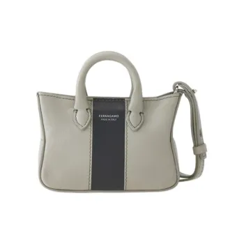 FERRAGAMO Cow Leather Tote Bag Accessory Mini Men's Concrete Gray+Black