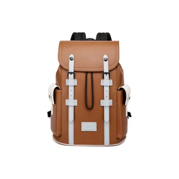 FAIRWHALE PU Backpack Regular Men's Dull Yellow Brown Silk Mist Brown Dusty Blue Deep Cyan Deep Navy Blue