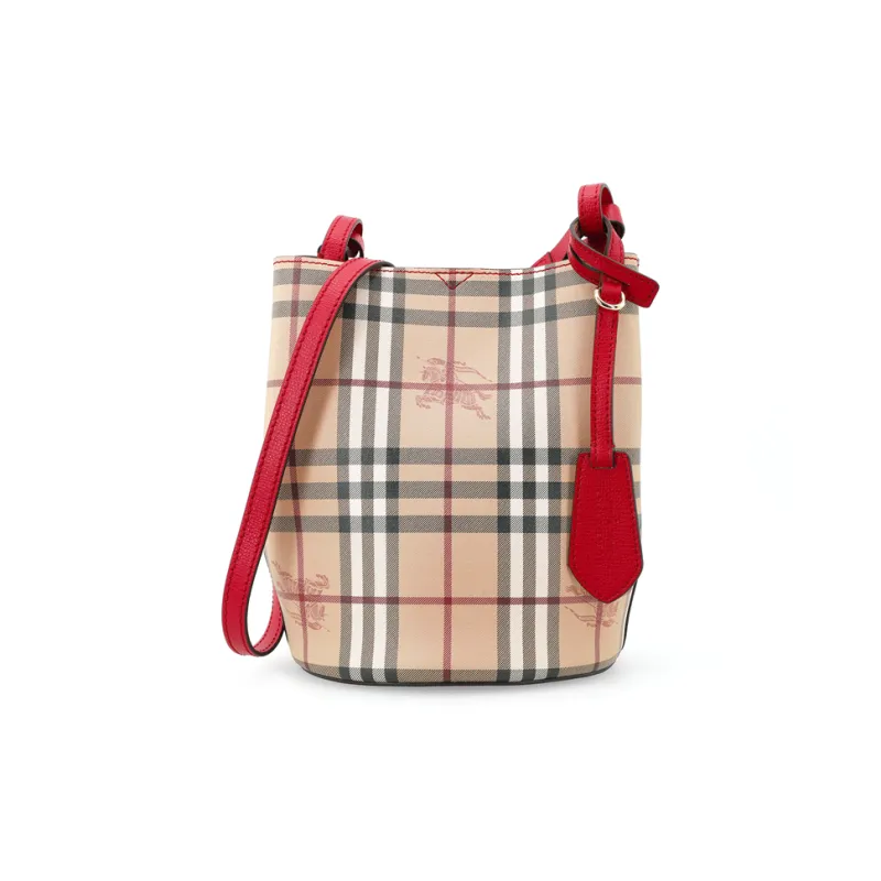 Burberry Cow Leather Bucket Bag, Shoulder Bag, Crossbody Bag Regular Women's Red-1