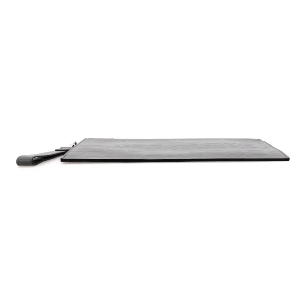 Burberry Calfskin Storage Bag Clutch Tubas Men's Gray-7