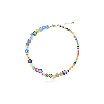 AWE Colored Glaze Small Flower Jade Uncommon Necklace Unisex