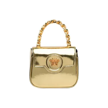 VERSACE La Medusa Patent Leather Crossbody Bag Mini Women's Gold