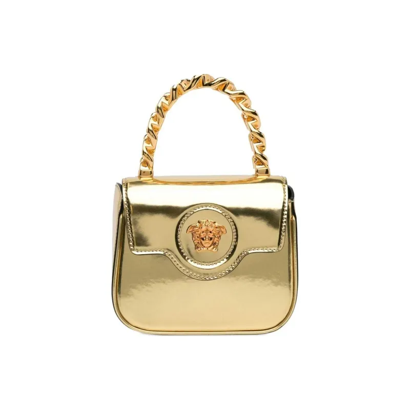 VERSACE La Medusa Patent Leather Crossbody Bag Mini Women's Gold-0