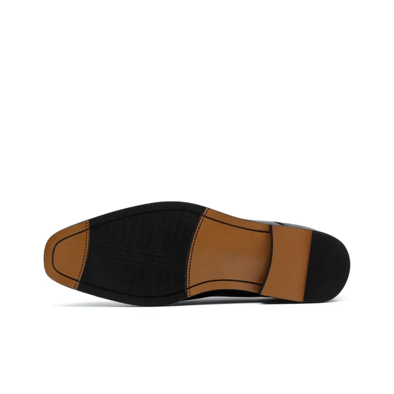 He Jinchang Dress Shoes Men Low Top Brown-5