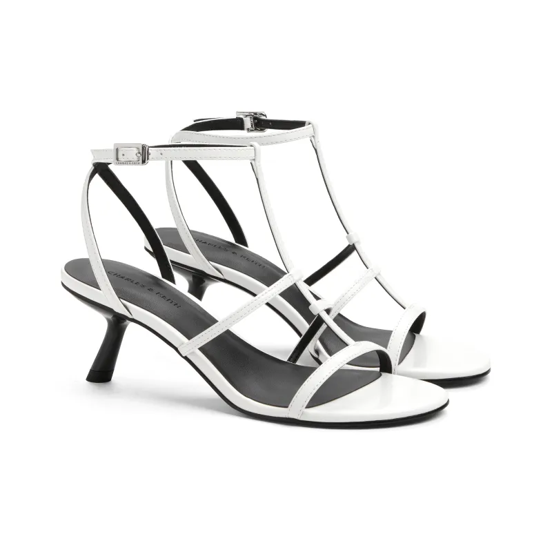 CHARLES&KEITH Small Ck One Strap Sandals 6.2cm Women's Black Box Black/White/Red-4