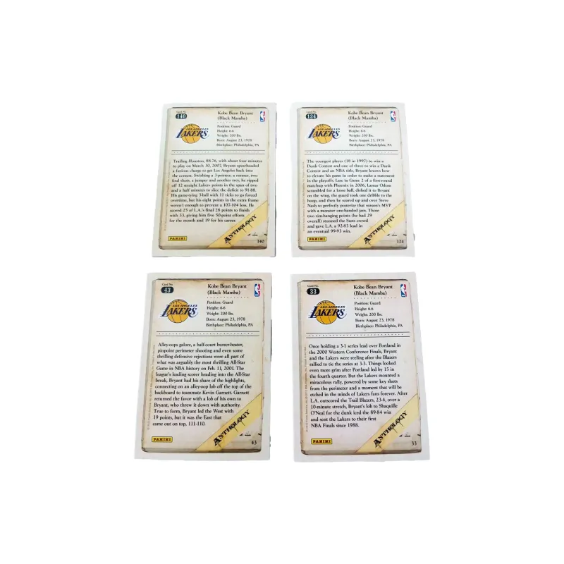 PANINI 2012 Lakers Kobe Bryant 4 Piece Combination Player Card Product Access Sports Cards 4 Pcs-1