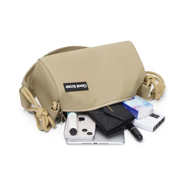 Simvay Clos Fabric Commute Bag Shoulder Bag Small Size Unisex Khaki/Black-4