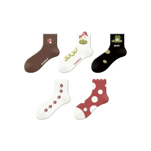 DJUNGLE Mid Calf Socks Women's 5 Pack