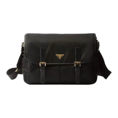 PRADA Recycled Nylon With Patchwork Leather Crossbody Bag Shoulder Bag Women's Black