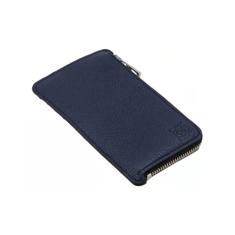 LOEWE Anagram Grained Calfskin Coin Card Holder Men's Blue-1