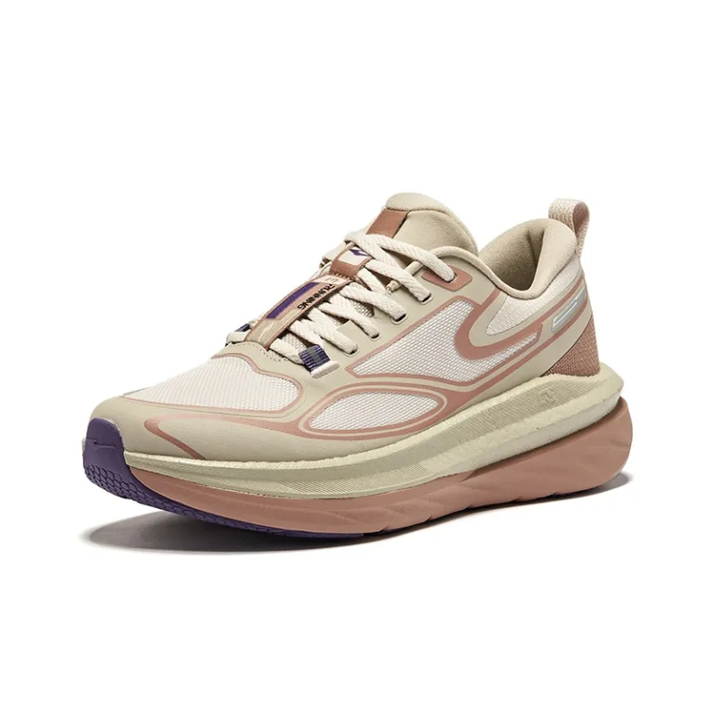 Erke Cushioning Wear-Resistant Low-Top Running Shoes Women's Light Linen-2