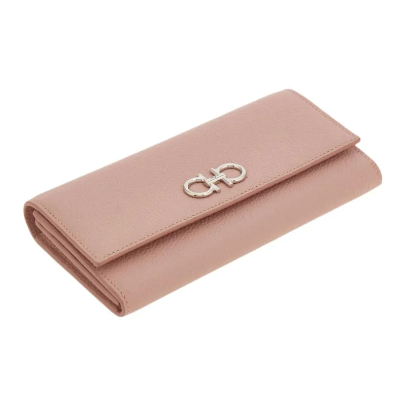 FERRAGAMO Hammered Texture Calfskin Shoulder Bag, Crossbody Bag, Wallet Women's Blush Pink-2