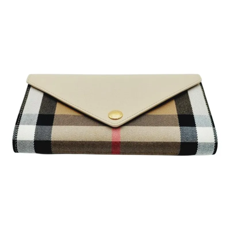 Burberry Canvas With Leather Envelope Bag, One Shoulder Crossbody, Clutch Women's Light Beige-4