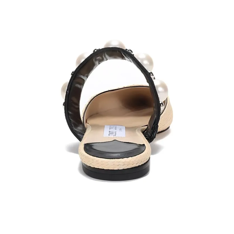 Jimmy Choo Basette Women's Casual Shoes Women's Beige White Black-4
