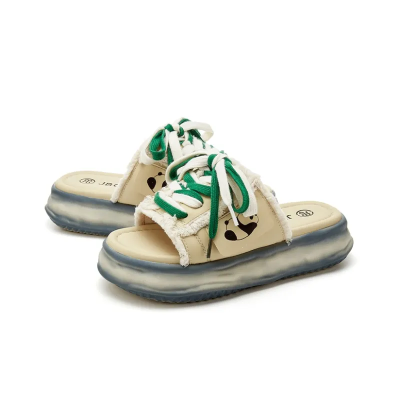Jin Baichuan Leather Patchwork Odor Resistant Quick Dry Slide Slippers Women's-30