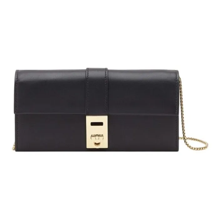 FERRAGAMO Cow Leather Wallet Women's Black-0