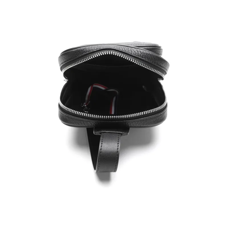 ELLE HOMME Top Grain Cow Leather Sling Bag Small Size Men's Black-4