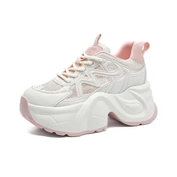 NRDROFFICIAL Anti-Slip Wear-Resistant Breathable Lightweight Low-Top Chunky Sneakers 9cm Women's