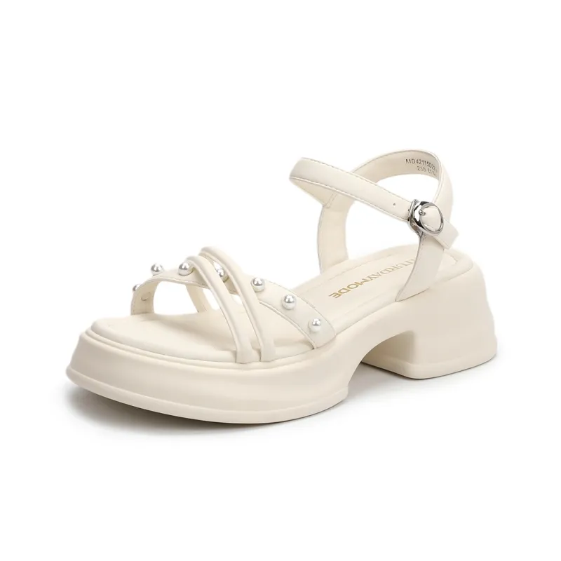 SATURDAY MODE One Strap Sandals Women's White-1