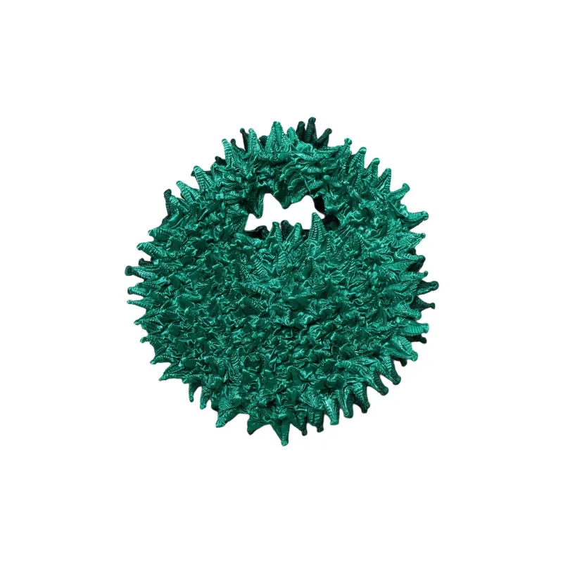 BUNZABURO Polyester Sea Urchin Bag Durian Bag Handbag Medium Size Women's Dark Green & Emerald Green-1