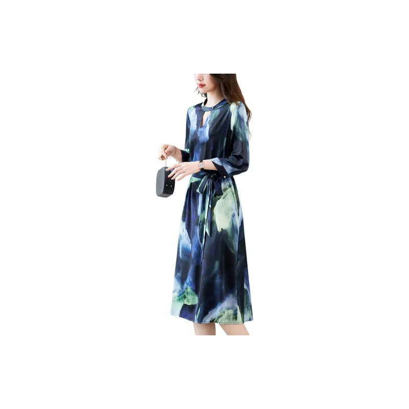 To The West Long Sleeved Dresses Women's Navy Blue-1