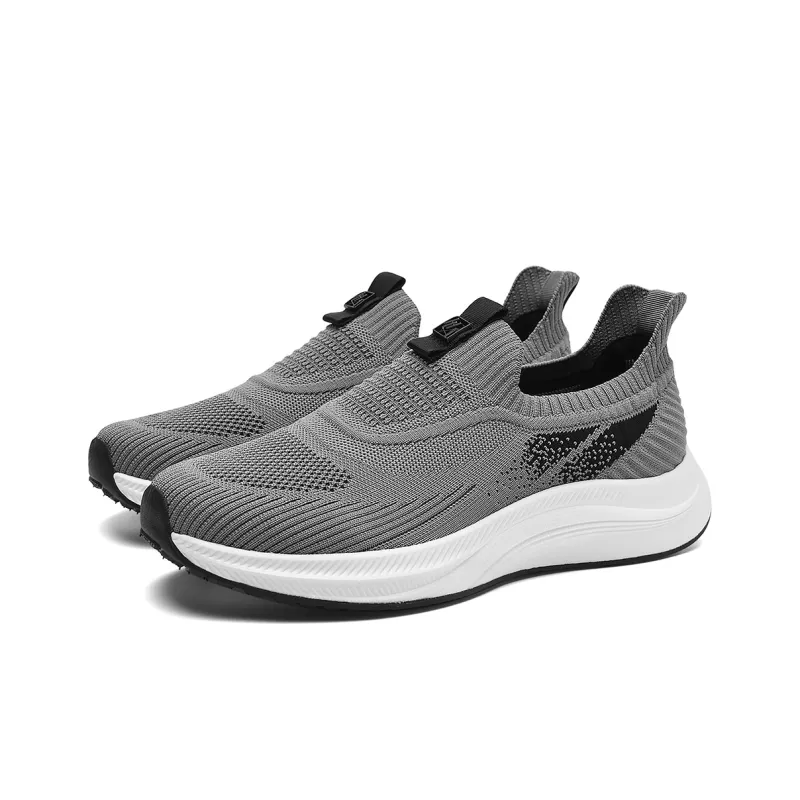 HLA Men's Slip-on Breathable Flyknit Platform Lightweight Casual Shoes For Elderly Men-8