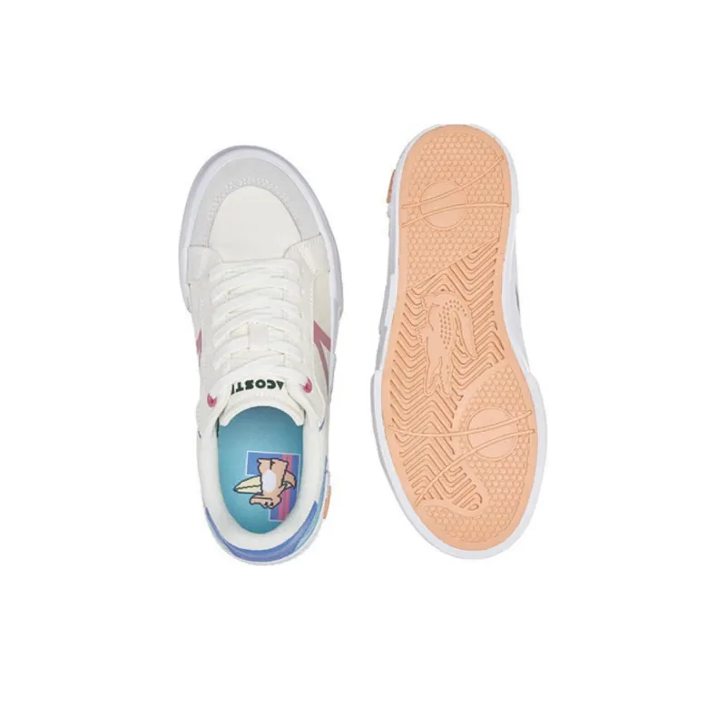 LACOSTE Anti Slip Wear Resistant Low Top Skateboard Shoes Women's White-4