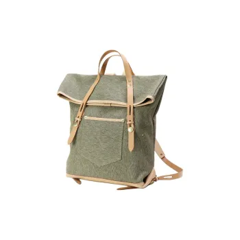 LINE ARTISANAL Canvas Canvas Bag Backpack Large Size Unisex Green/Black/Ecru